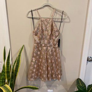 Lulu's Pale Pink & Gold Sequined Dress